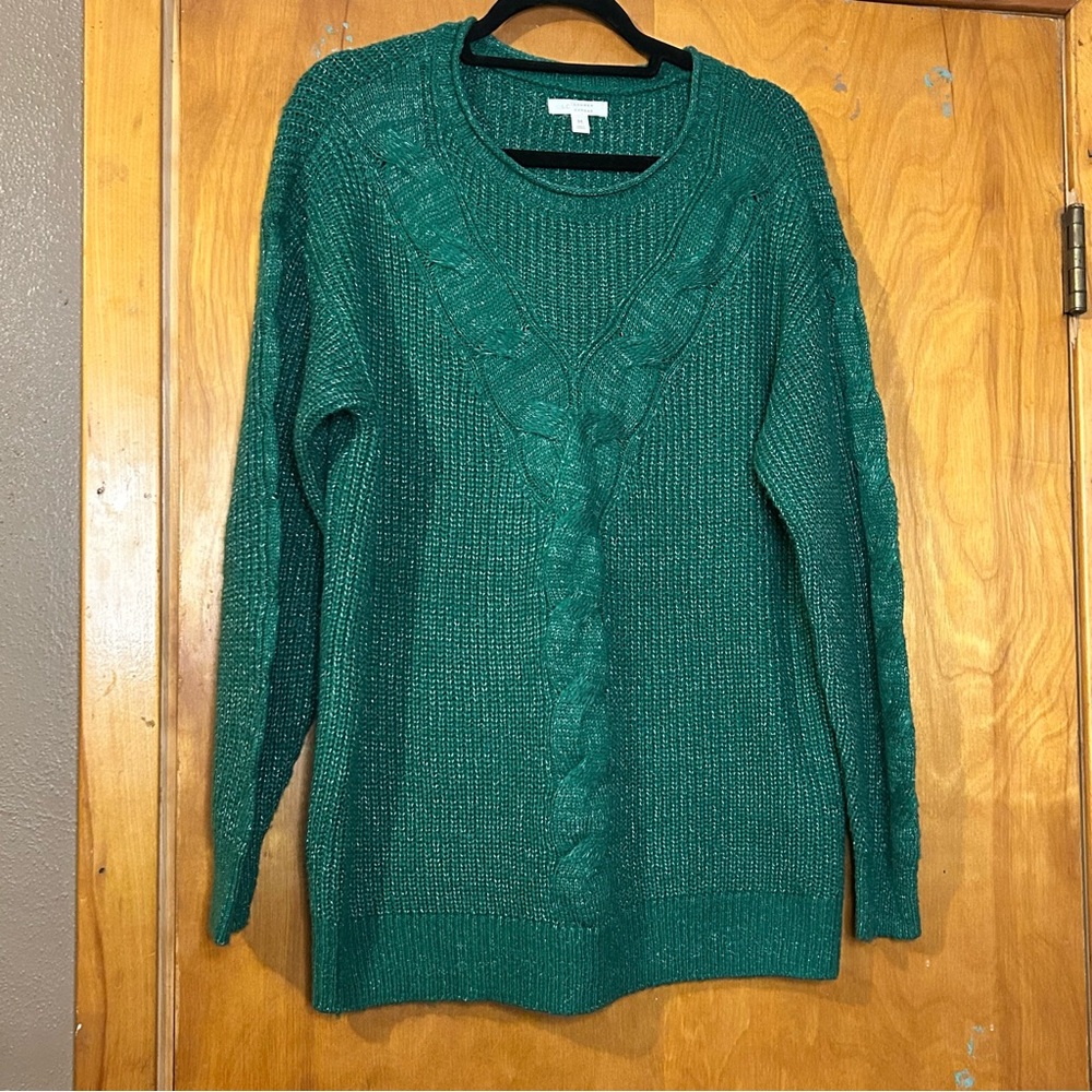LC Lauren Conrad Green Crew Neck Sweater